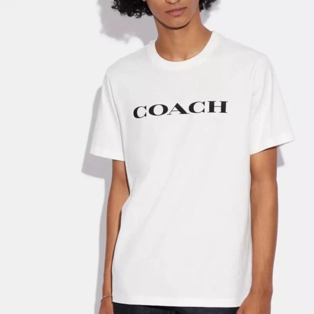 NWT COACH MEN’s WHITE LOGO T-SHIRT  SZ XL